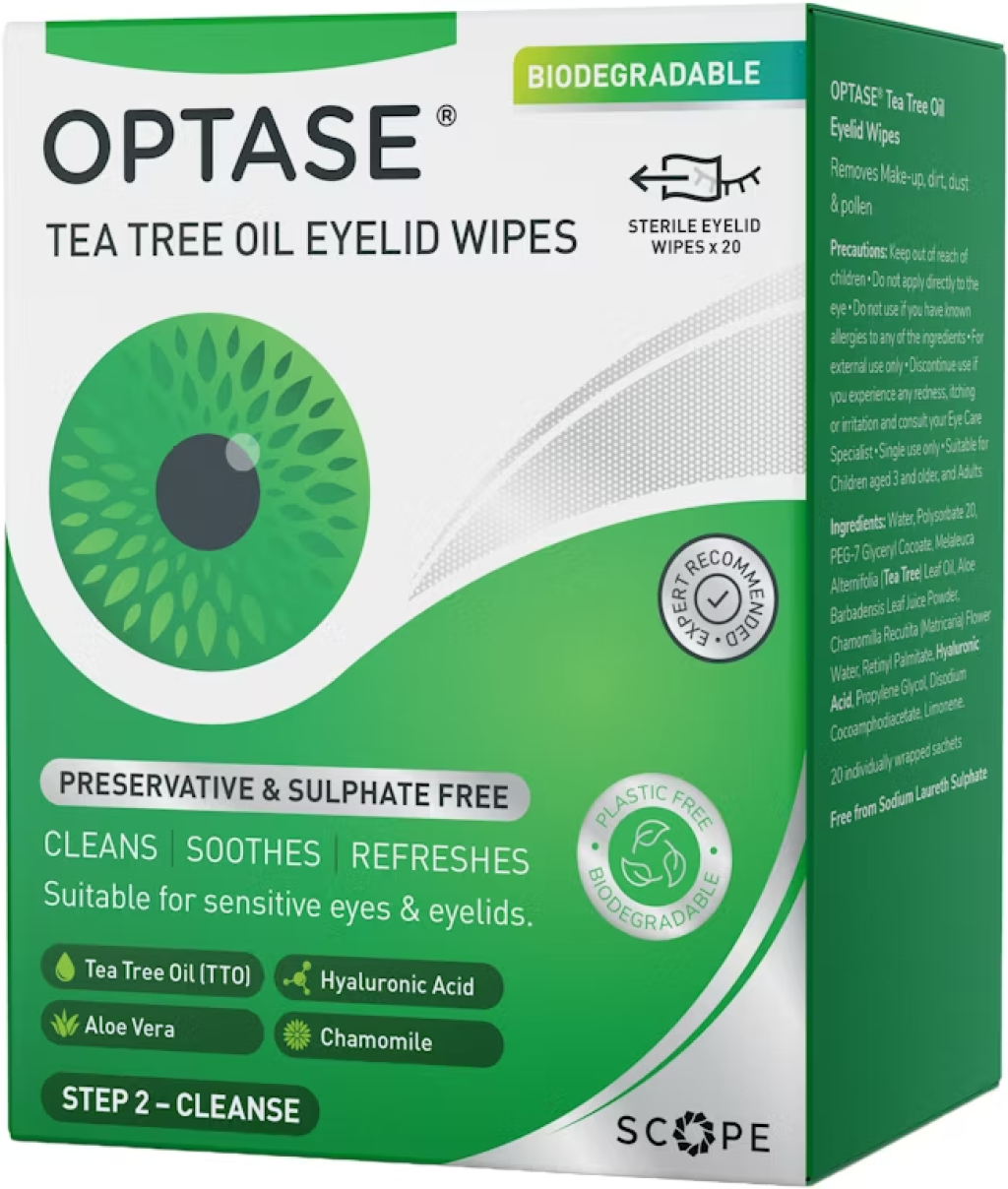 Optase Tea Tree Oil Eyelid Wipes 20 Pack _ medino